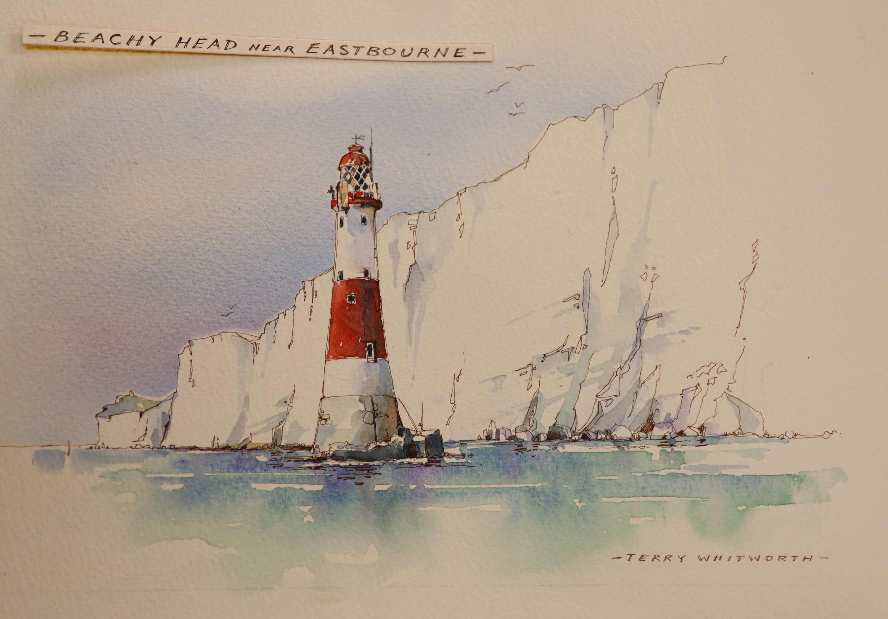 Terry Whitworth (modern British), four small ink and watercolour Sussex-related drawings